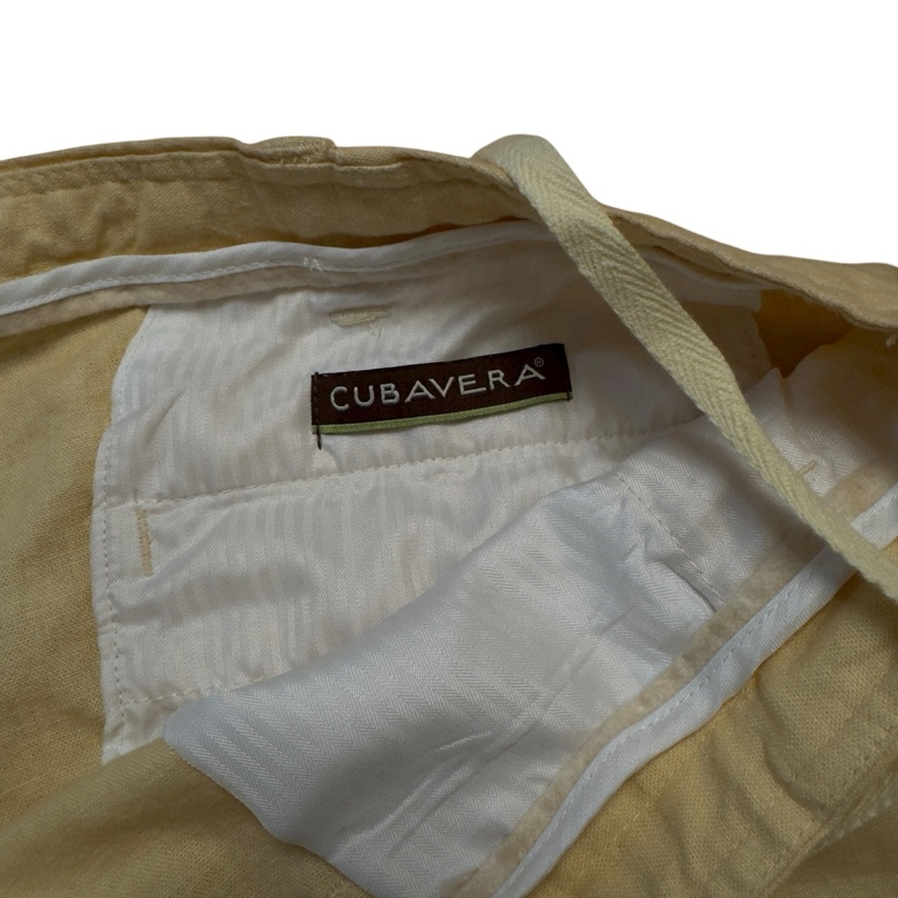 Cubavera Linen Blend Cargo Shorts Light Yellow Men’s 42 Below Knee Tie Hem EUC - Picture 4 of 11